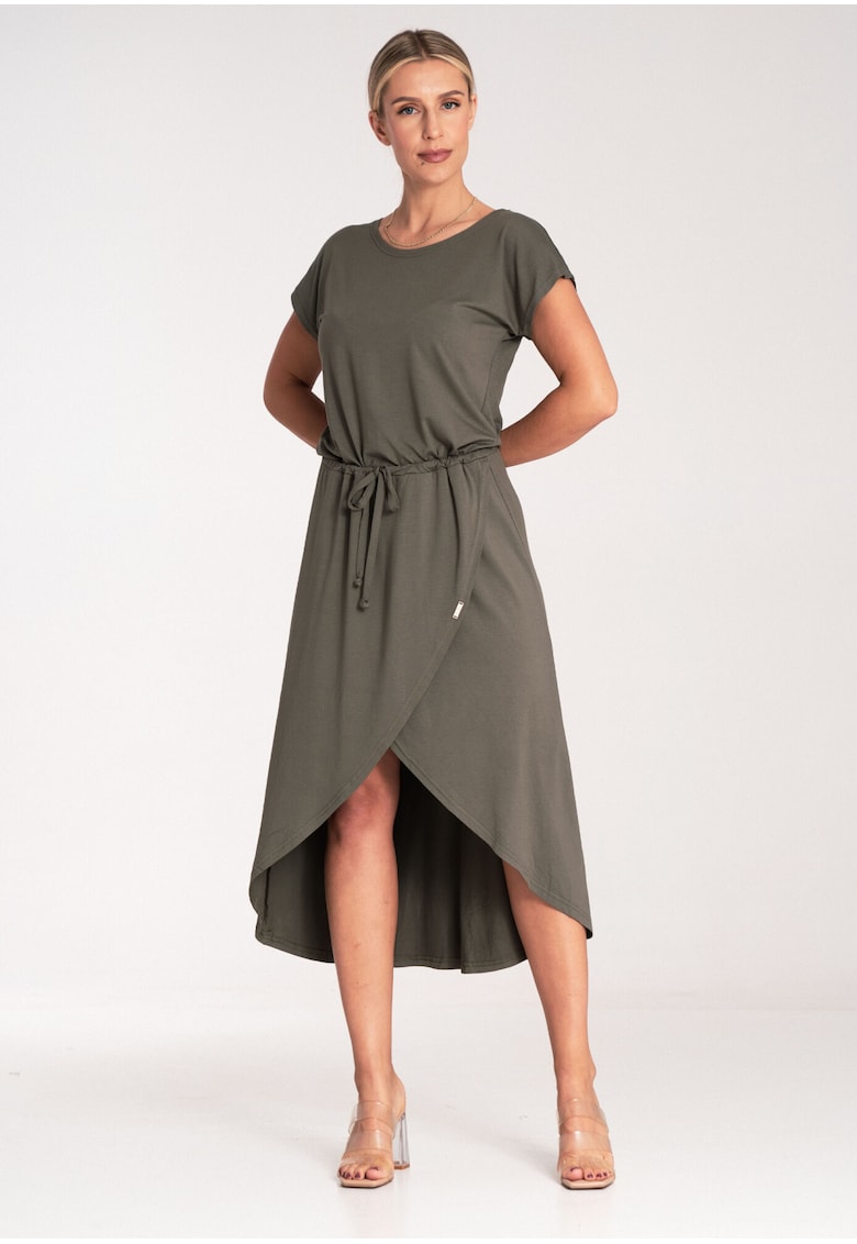 Rochie midi  M1041 - asimetrica - verde - viscoza