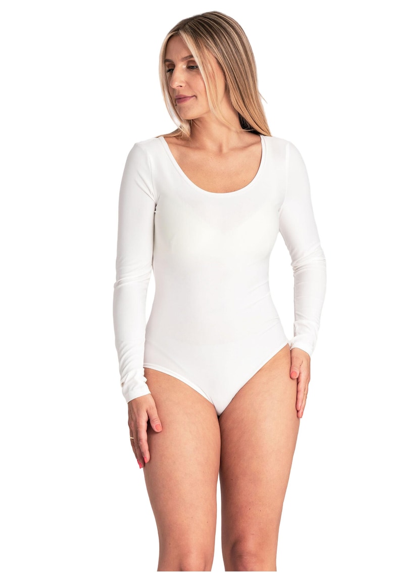 Body elegant  ecru - maneci lungi - material subtire - versatil - poliester -