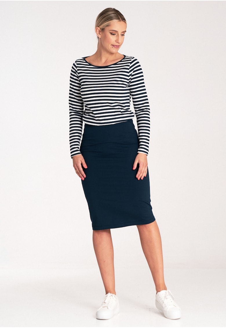 Rochie  M1057 - bleumarin - bicolor - elastic - din bumbac