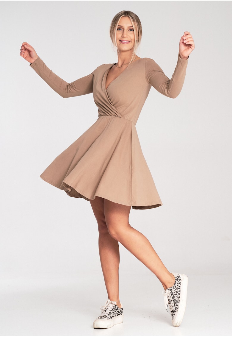 Rochie  bumbac - evazata - bej