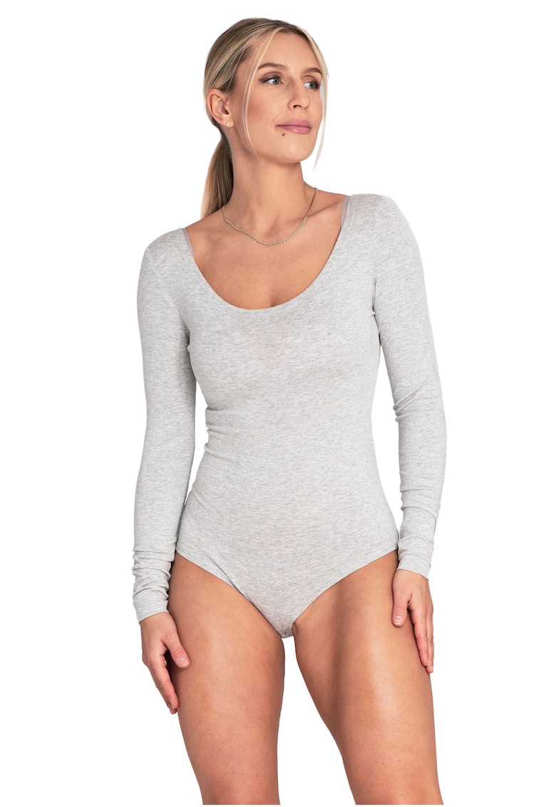 Body  gri - maneca lunga - viscoza/elastan -