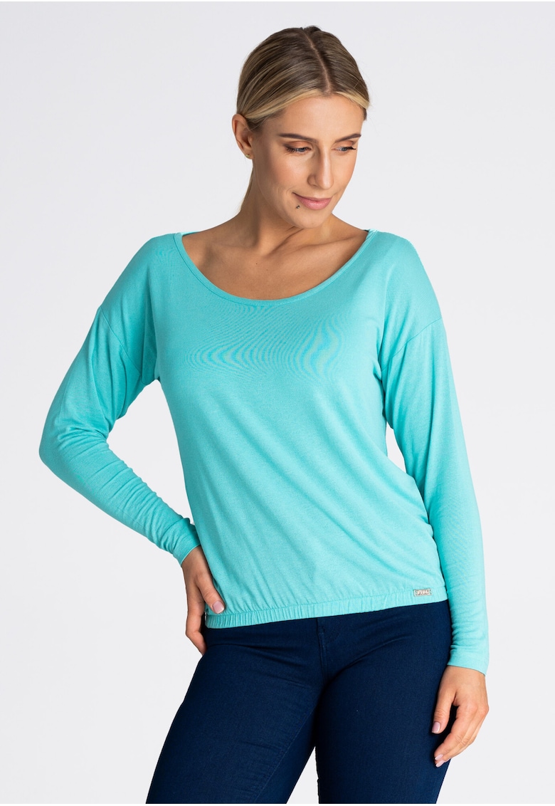 Bluza dama  M981 - albastru - amestec viscoza-elastan - croi elegant - maneci lungi