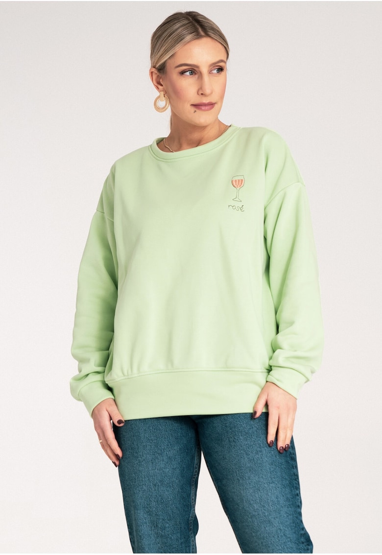 Bluza de trening dama  verde - broderie - bumbac/poliester -