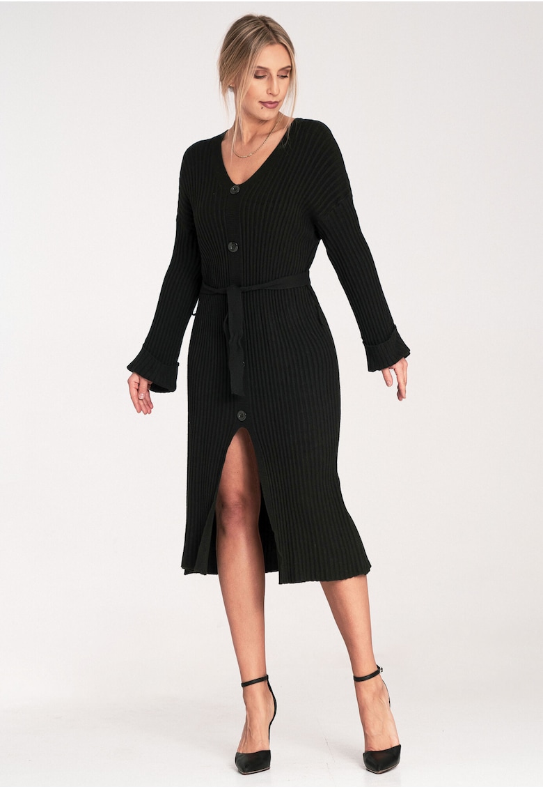 Rochie  cu nasturi - neagra - eleganta - din viscoza -
