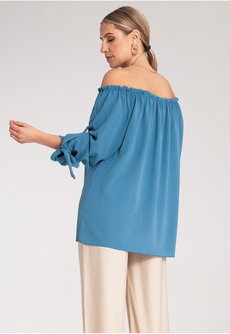 Bluza Boho dama -  Poliester/Elastan - Albastru -
