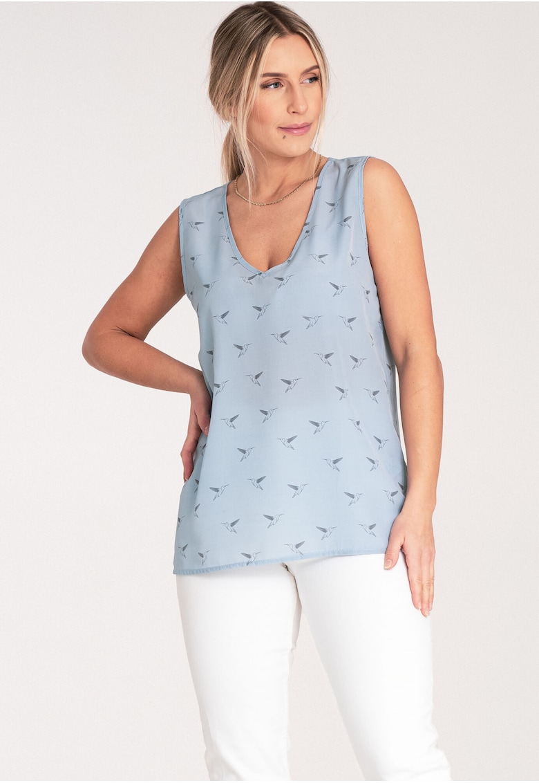 Bluza dama -  Fara maneci - Poliester - Albastru