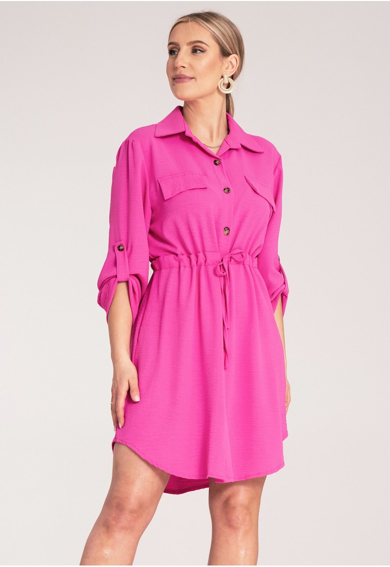 Rochie camasa dama -  fucsia - poliester -