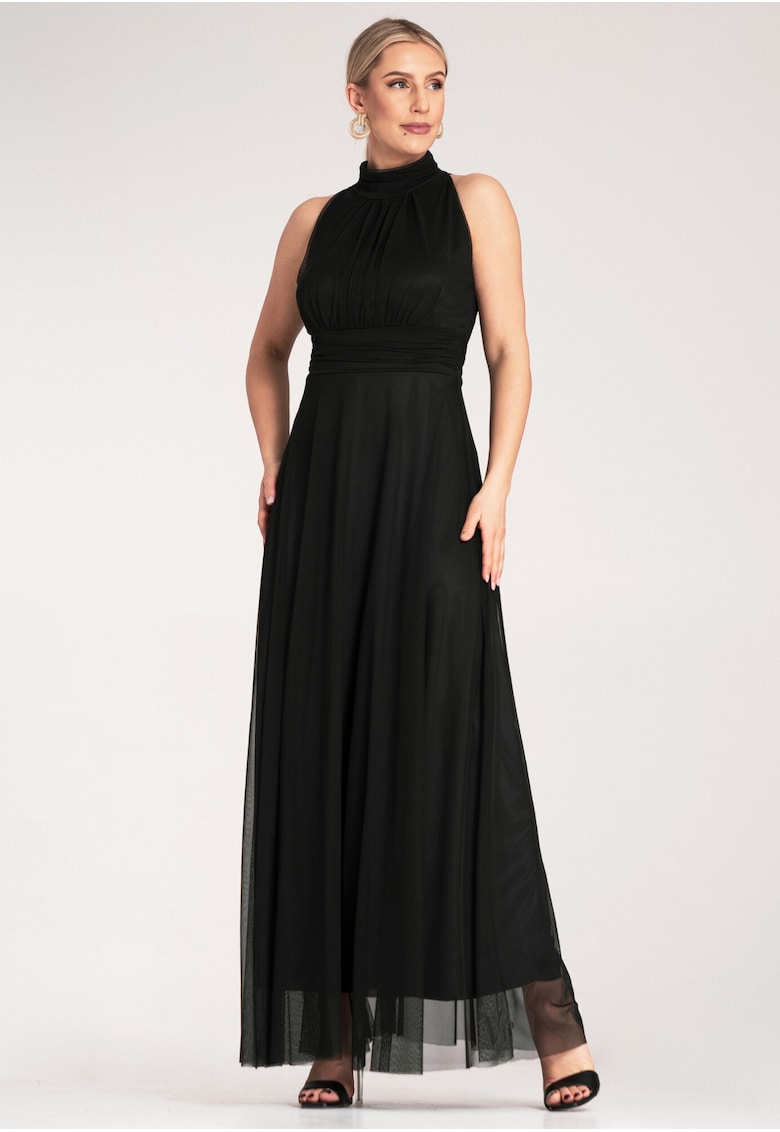 Rochie lunga de seara -  neagra - poliester -