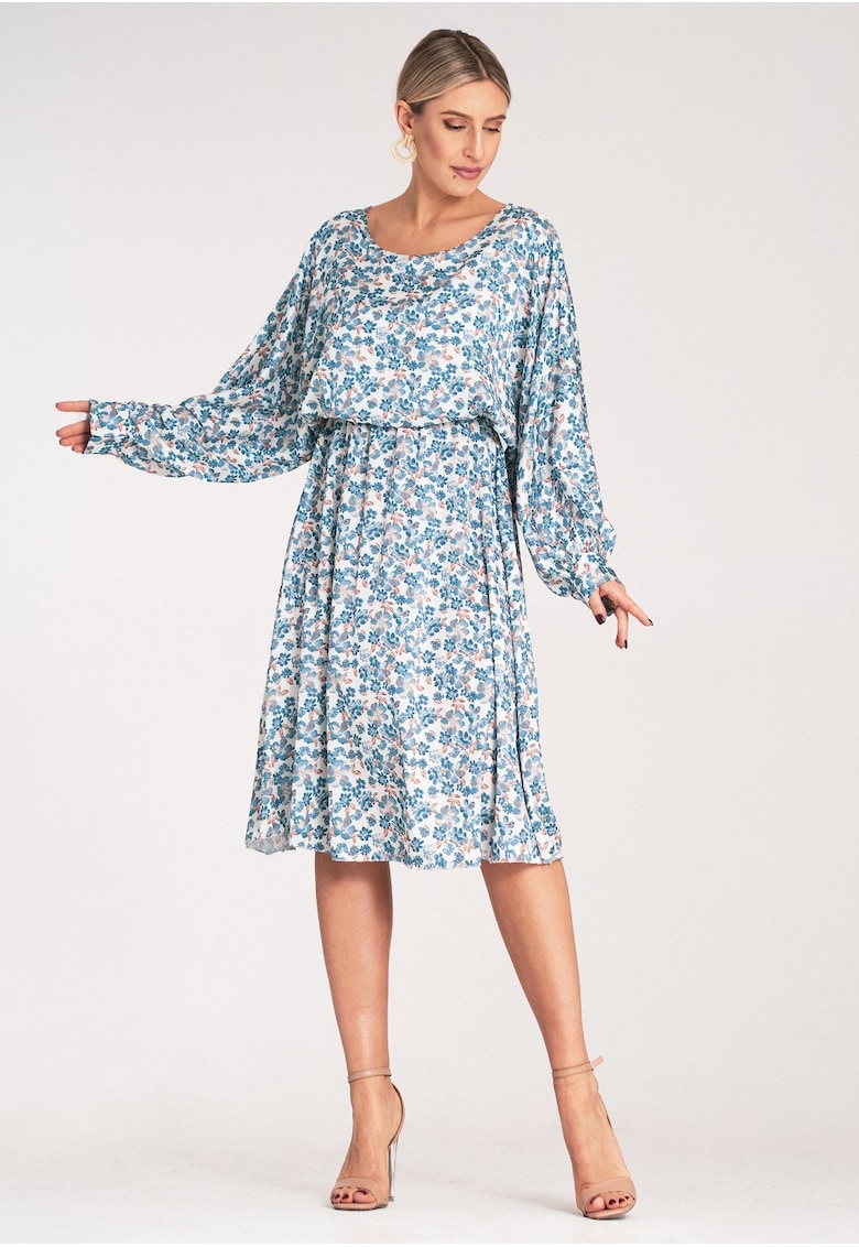 Rochie  poliester - albastra - alba - floral -