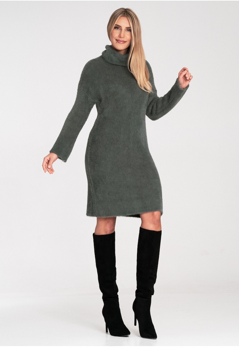 Rochie tricotata -  nylon - verde -