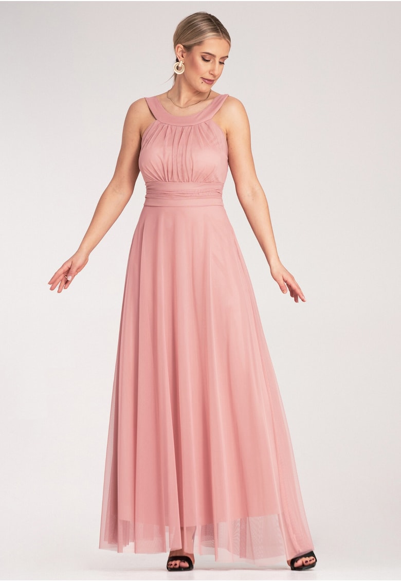 Rochie de seara -  maxi - roz - poliester -