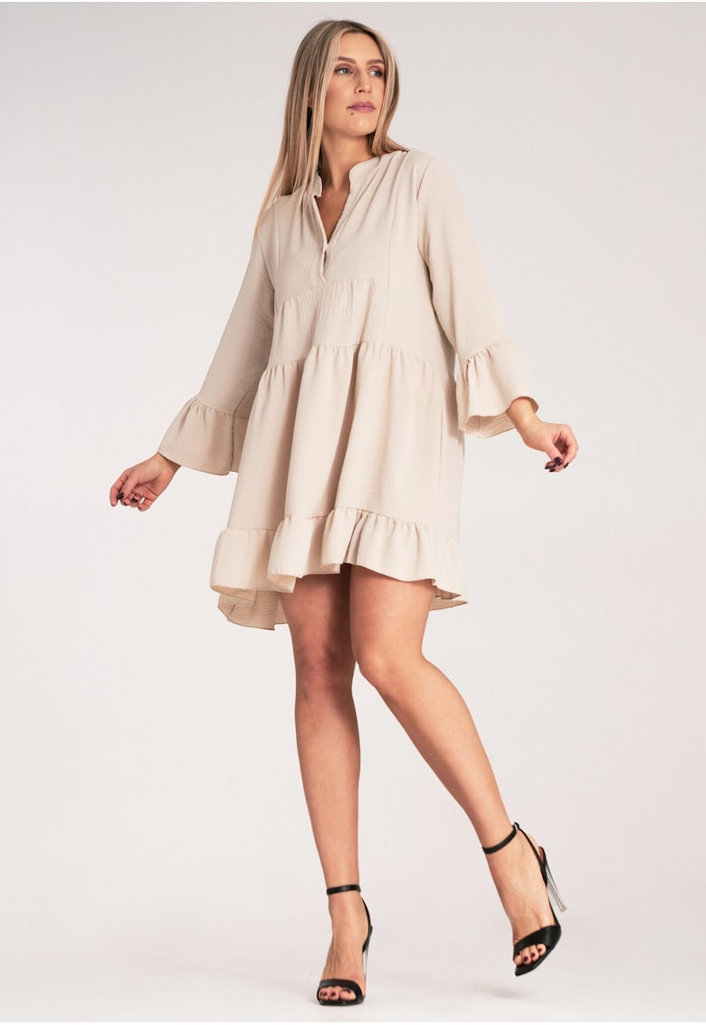 Rochie boho  volane - bej - poliester -