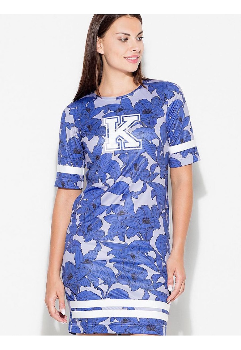 Rochie sportiva  decolteu minimal - albastra - poliester 100% -