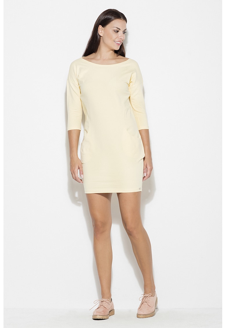 Rochie  K181 - galben - bumbac -