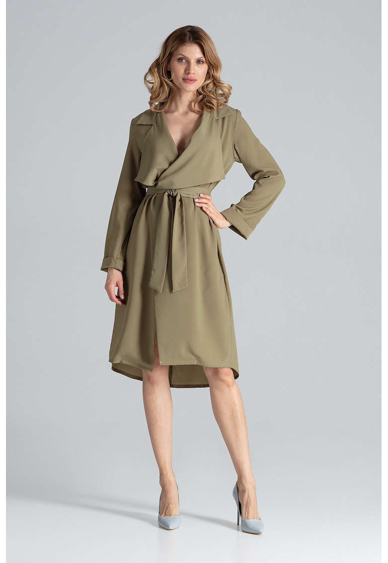 Rochie  M464 - maneci lungi - verde - poliester