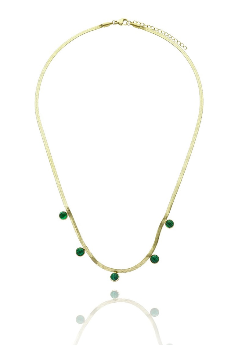 Colier placat cu aur cu pietre verzi FN99905