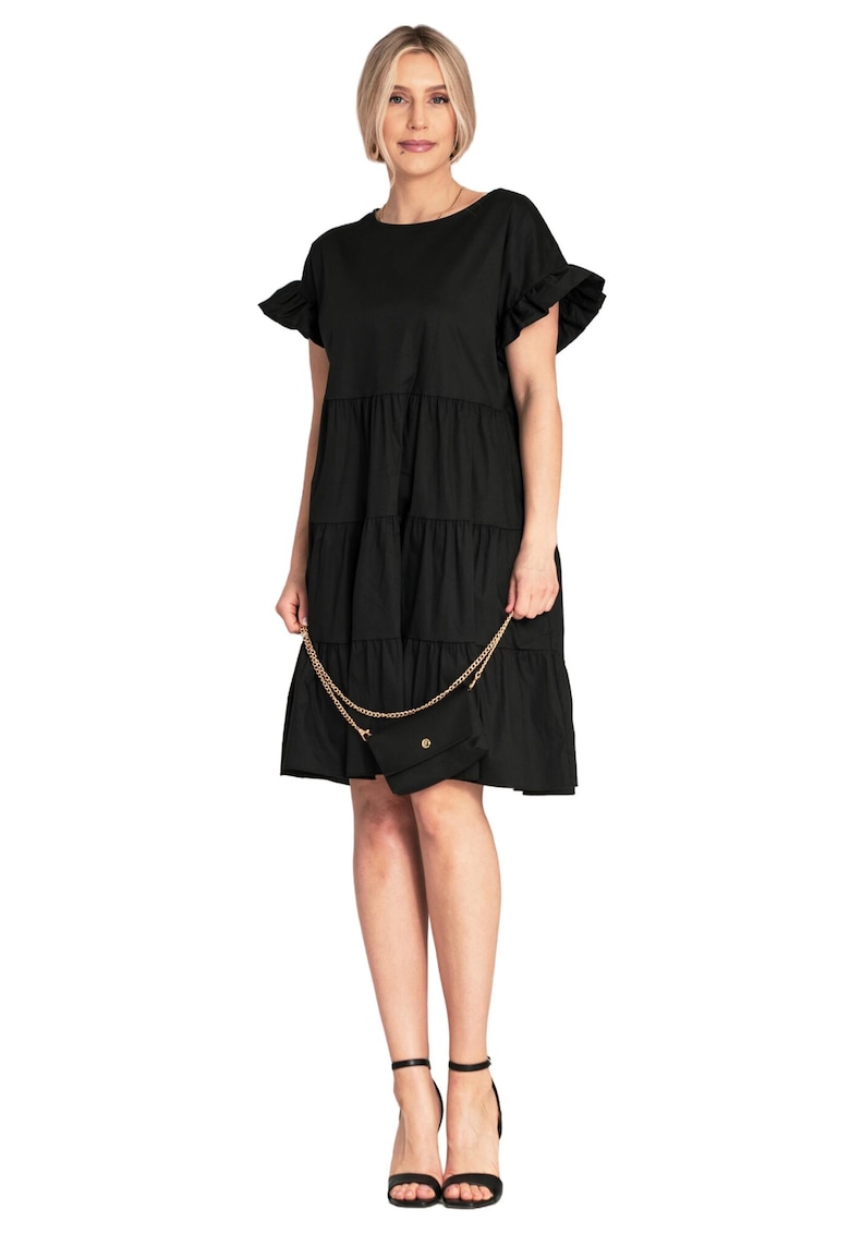 Rochie de vara -  M1182 - volane - neagra - bumbac -