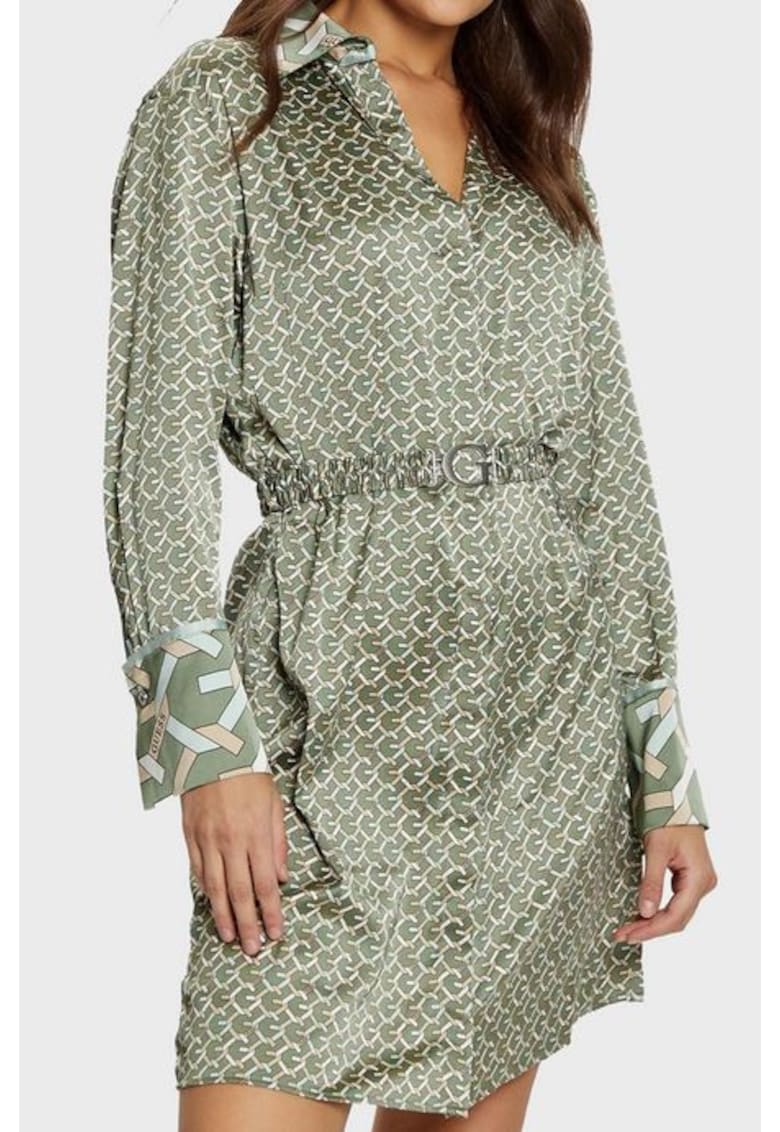 Rochie satinata cu print logo