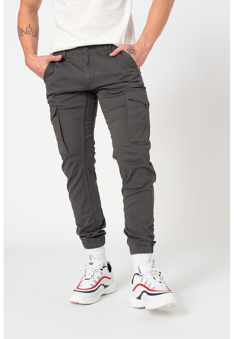 Jack&Jones - Pantaloni cargo conici Paul - Gri inchis