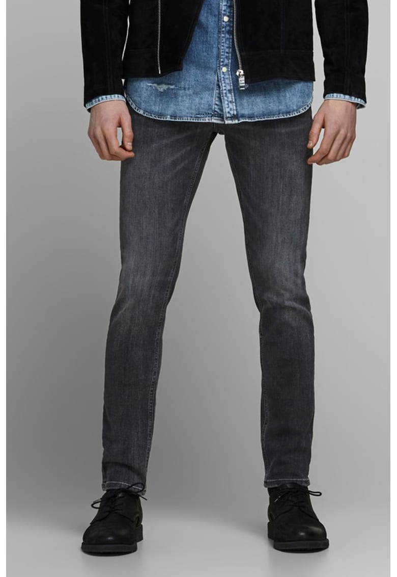 Blugi slim fit cu talie joasa Glenn - Alb/Negru stins