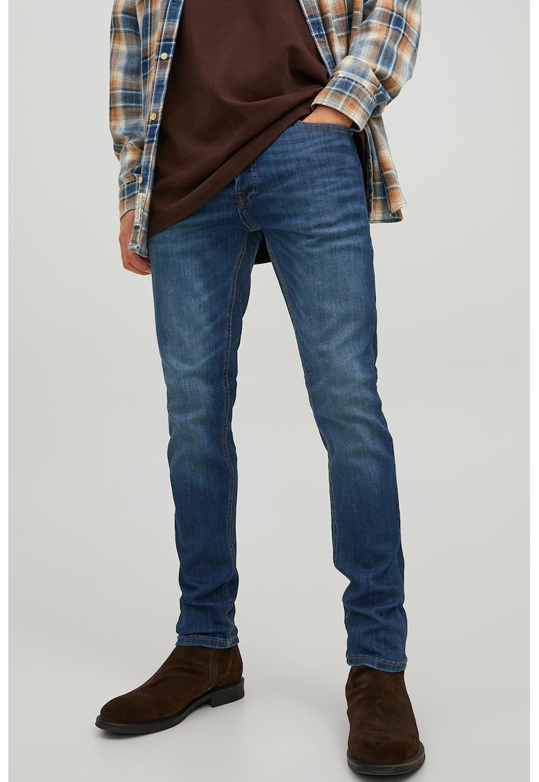 Blugi slim fit cu nasturi Glenn Original AM 117 - Albastru inchis