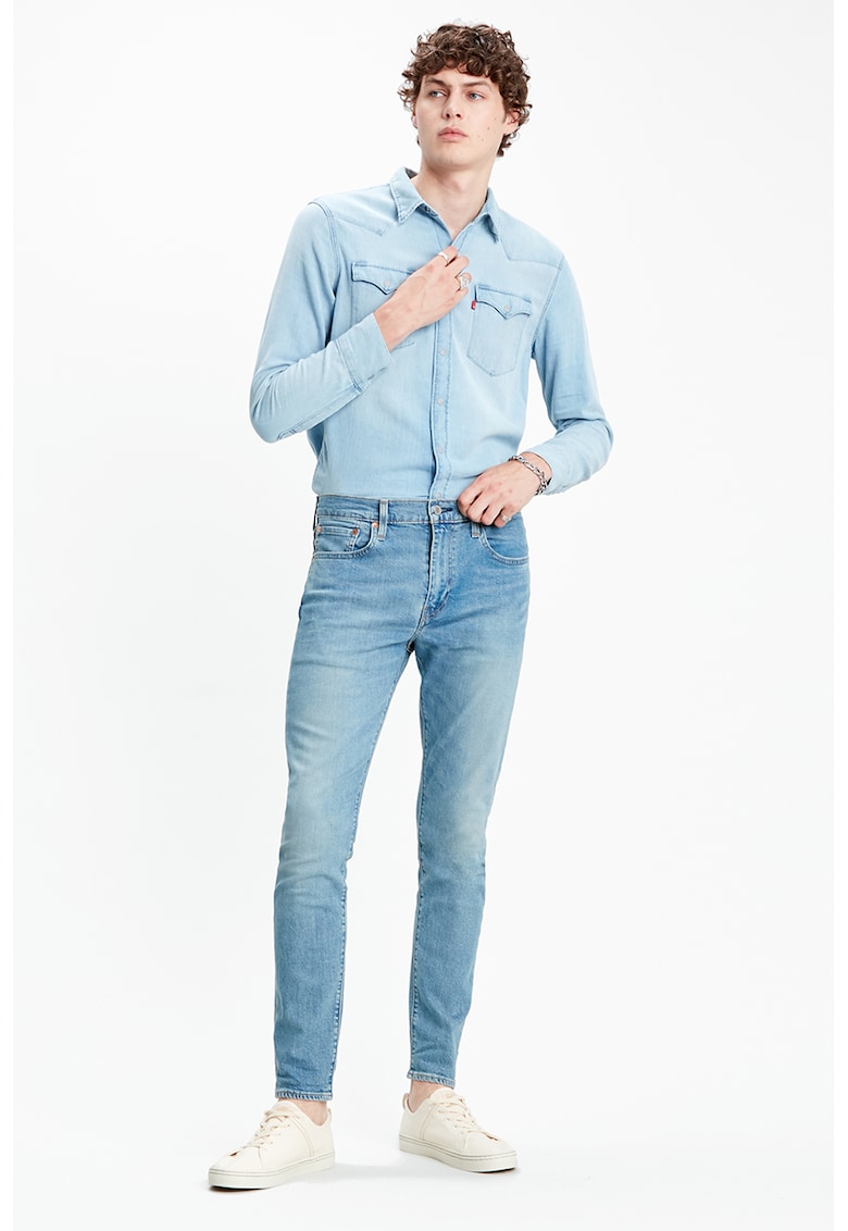 Blugi slim fit cu croiala conica 512™ - Albastru inchis/Alb optic