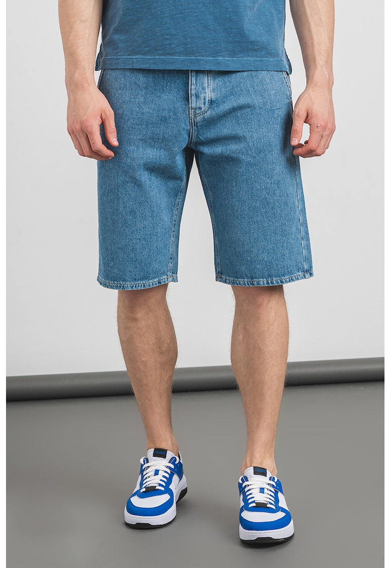 Blugi scurti cu model uni - Albastru