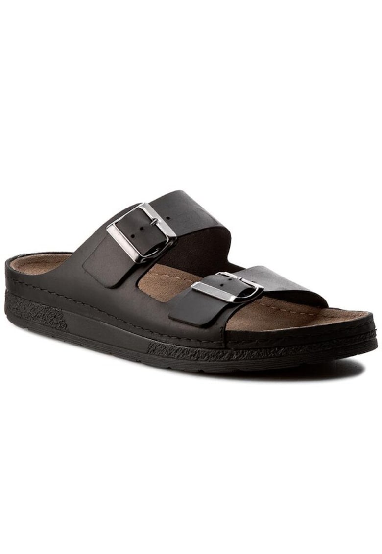 Papuci barbati  199664045 - Piele naturala/Piele nabuc - Negru - Negru
