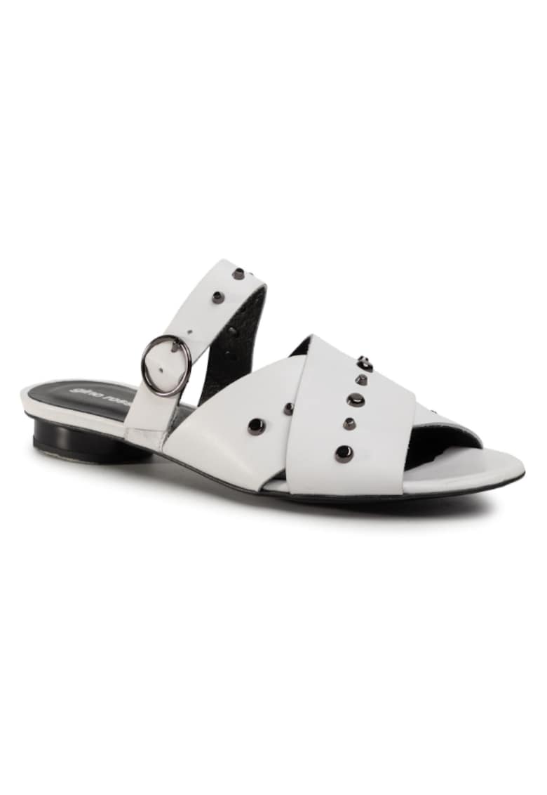 Papuci flip-flop dama -  Piele naturala - Alb - Alb