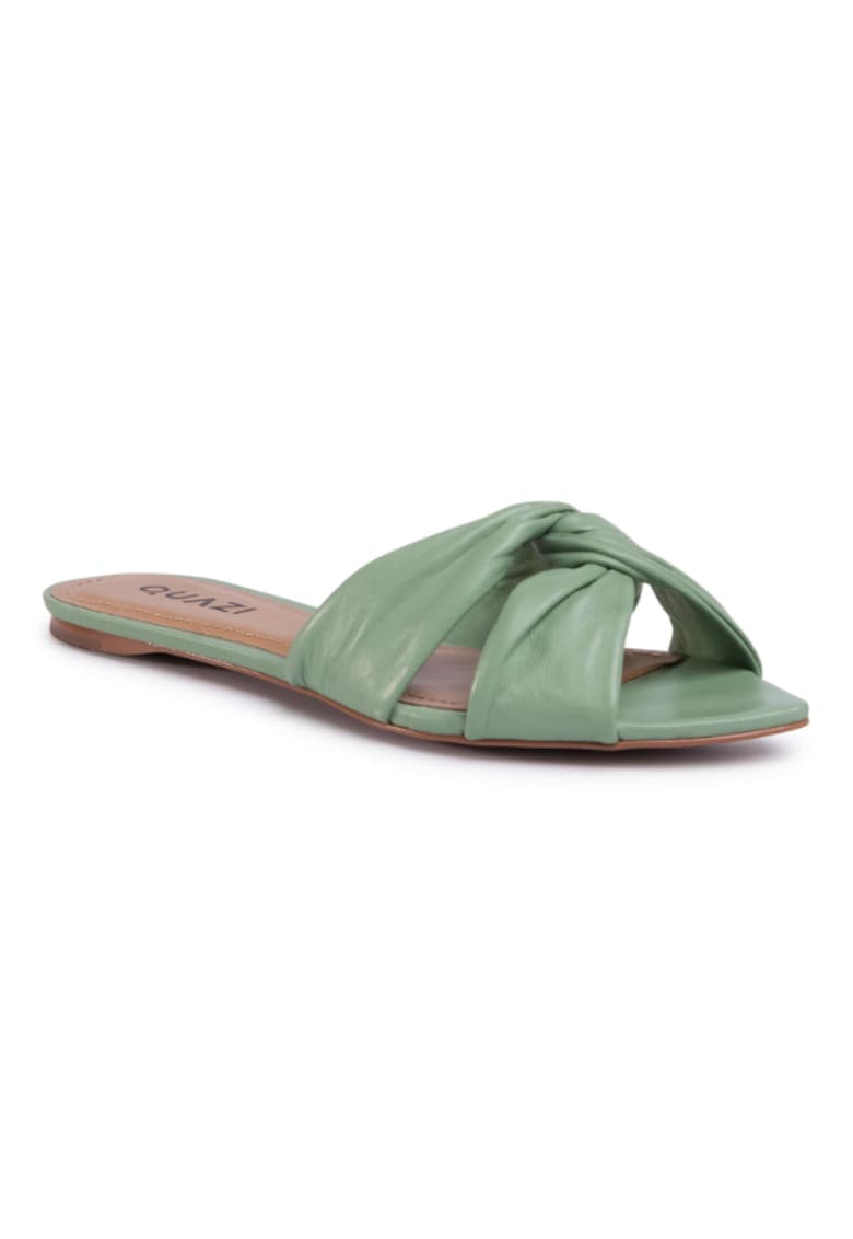 Papuci flip-flop dama -  Piele naturala - Verde - Verde