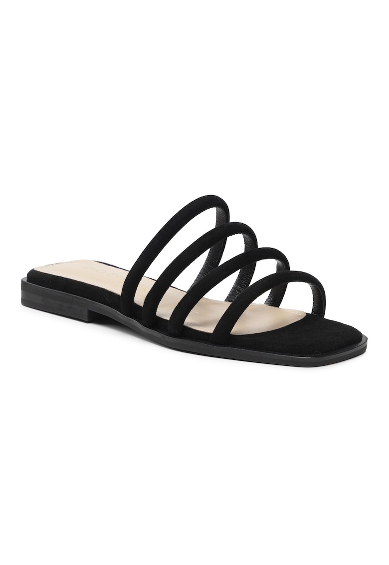 Papuci flip-flop dama -  300118153 - Piele naturala - Negru - Negru