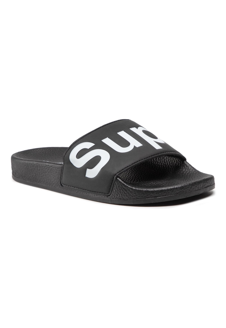 Papuci flip-flop dama -  Piele ecologica - Negru