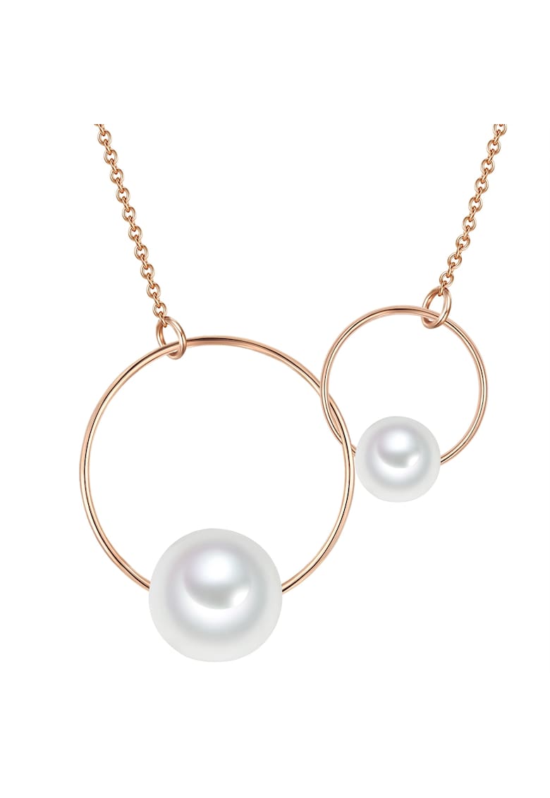 Colier placat cu aur rose de 14K si decorat cu perle sintetice - Auriu rose