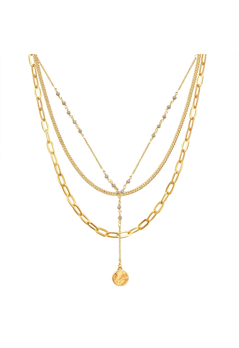 Colier placat cu aur de 14k - cu siraguri mulitple - Auriu