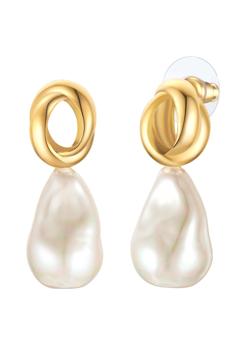 Cercei de aur de 14K filat - cu perla - Auriu