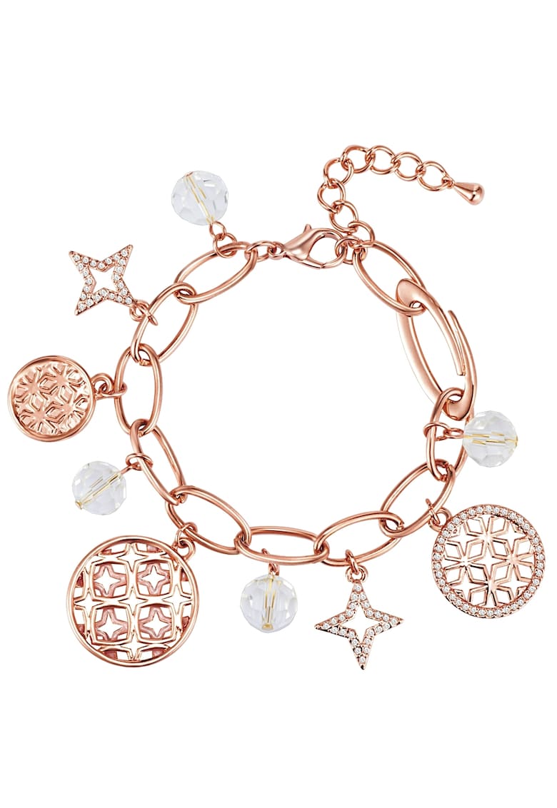 Bratara placata cu aur de 14K si decorata cu talismane multiple - Auriu rose