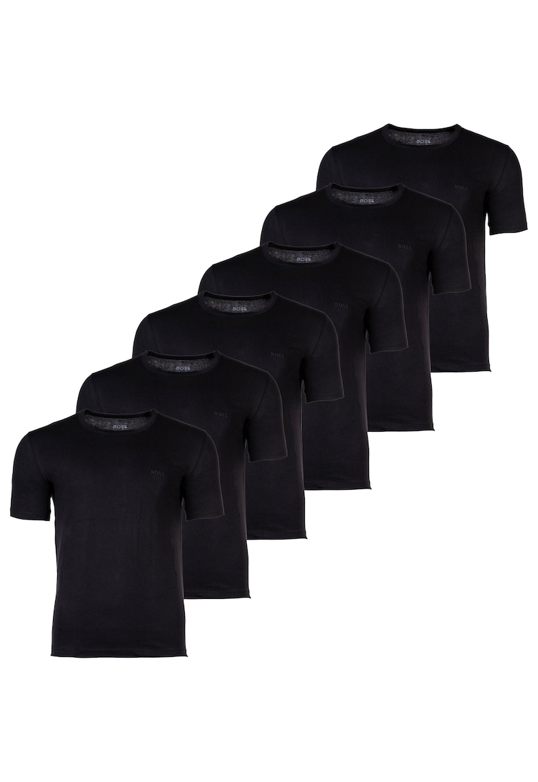 Set de tricouri cu decolteu rotund - 6 piese - Negru