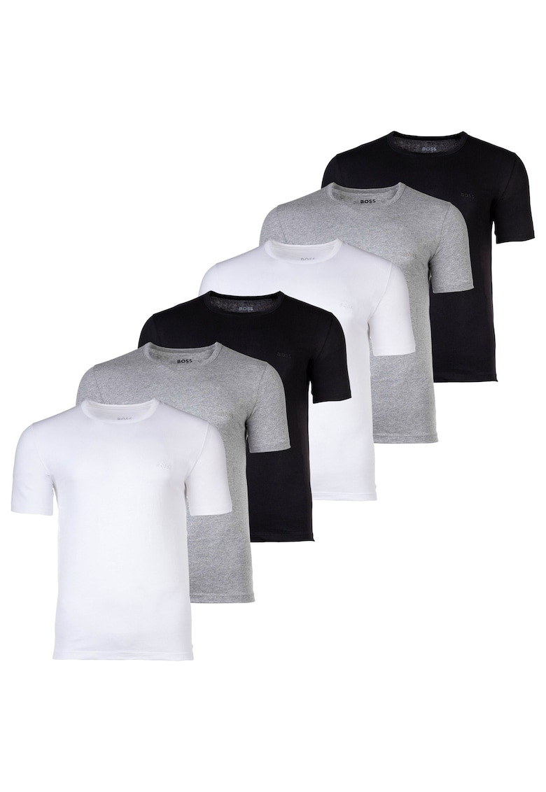 Set de tricouri cu decolteu rotund - 6 piese - Alb/Negru/Gri