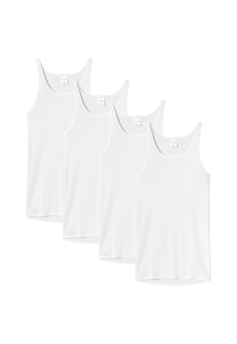 Set de topuri din bumbac Feinripp - 4 piese - Alb