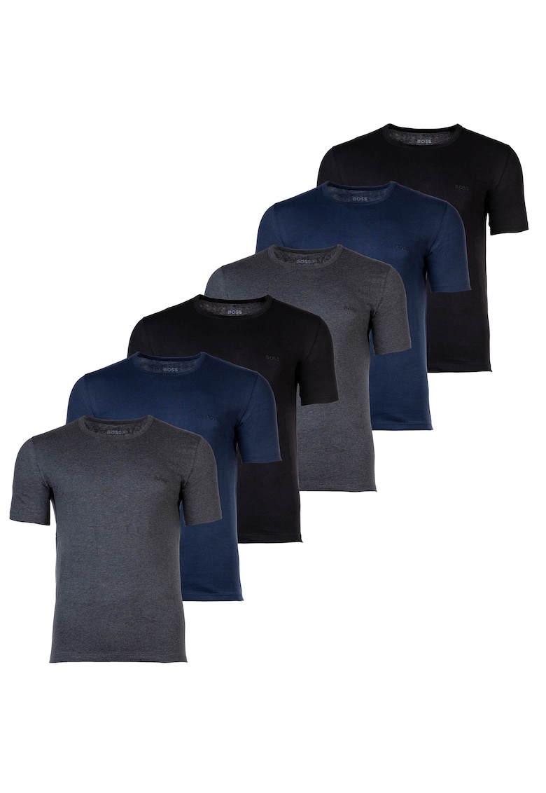 Set de tricouri cu decolteu rotund - 6 piese - Negru/Gri/Albastru