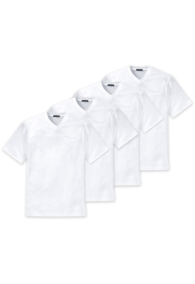 Tricou uni de casa cu decolteu in V - Alb