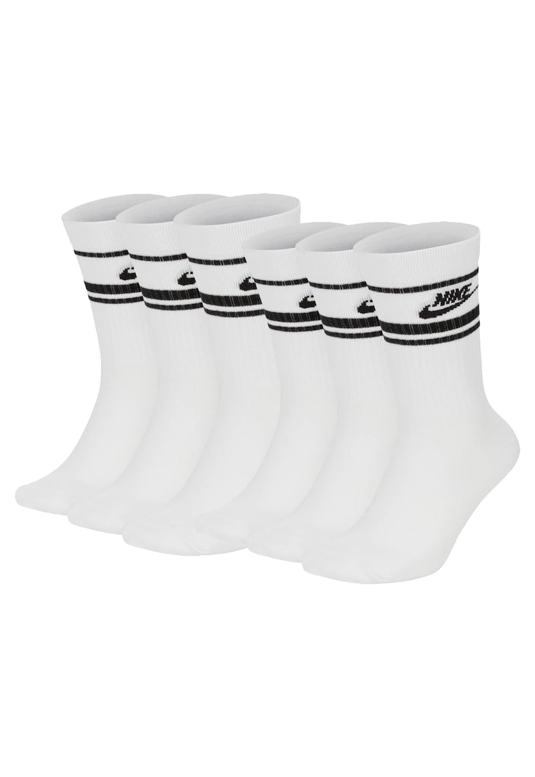 Set de sosete lungi unisex cu imprimeu logo Everyday Essential - 6 perechi - Alb/Negru