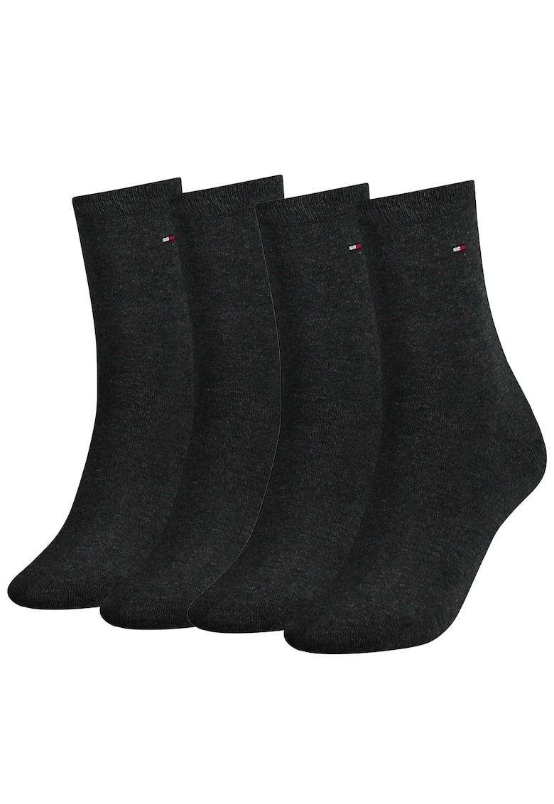 Set de sosete lungi cu logo brodat - 4 perechi - Gri