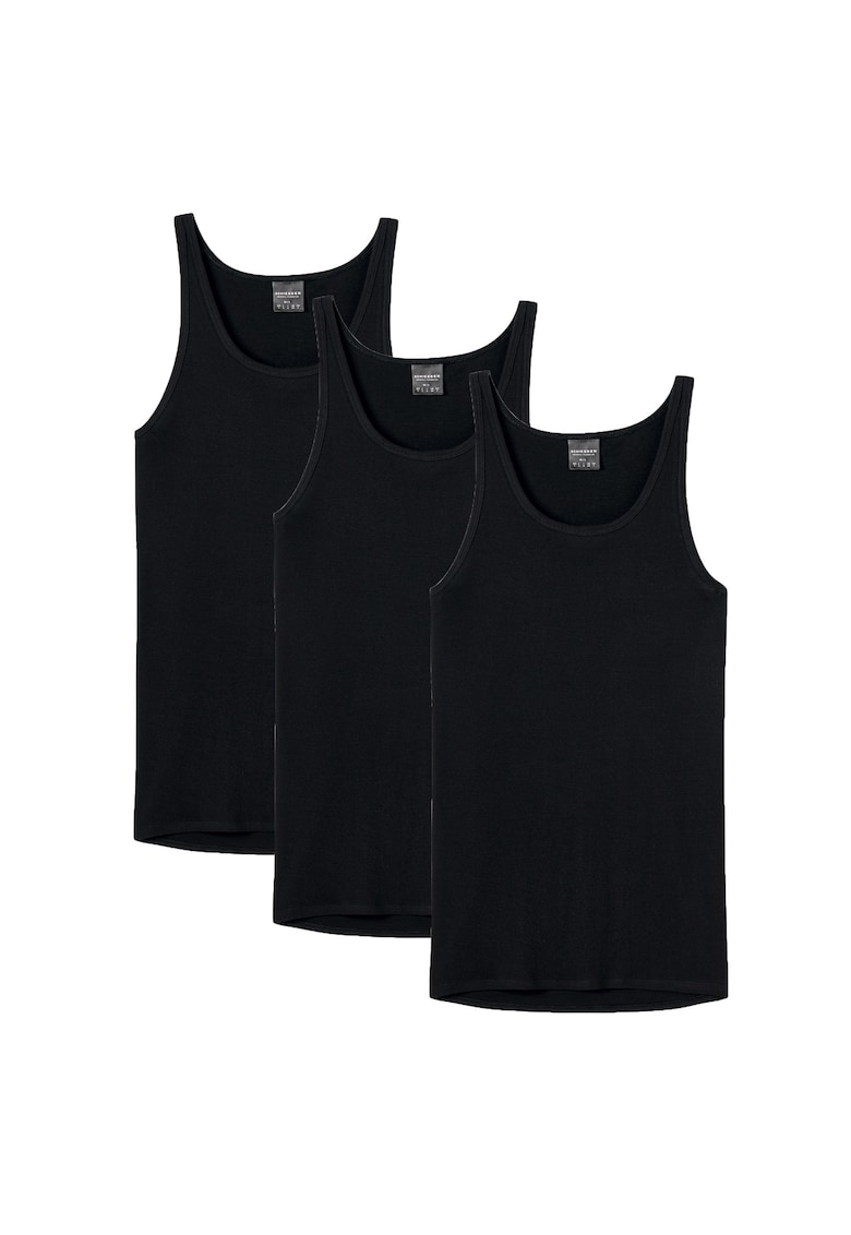 Set de topuri din bumbac - 3 piese - Negru