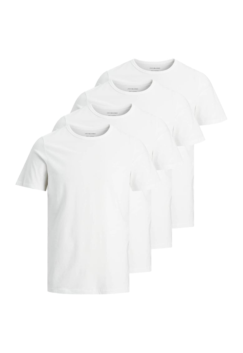 Set de tricouri cu decolteu la baza gatului Basic - 4 piese - Alb