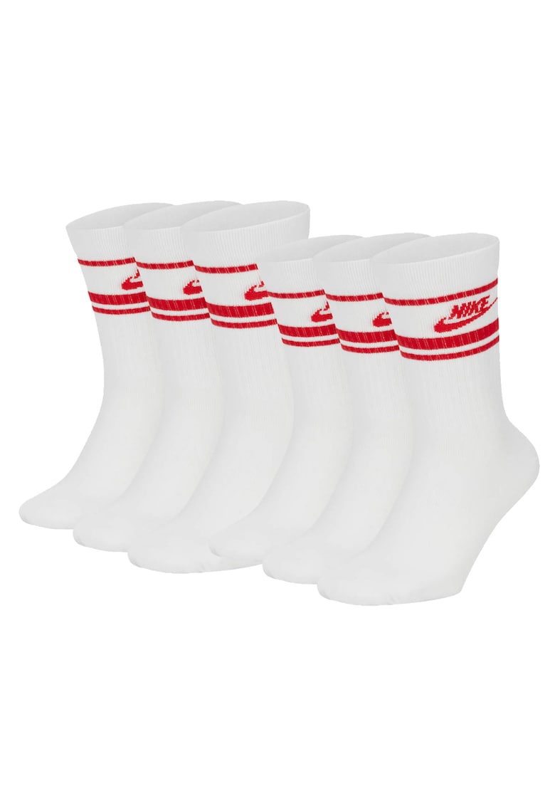 Set de sosete lungi unisex cu imprimeu logo Everyday Essential - 6 perechi - Rosu/Alb