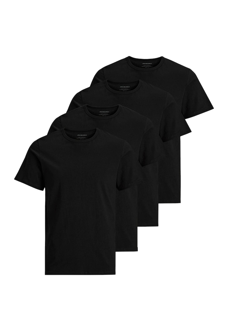 Set de tricouri cu decolteu la baza gatului Basic - 4 piese - Negru