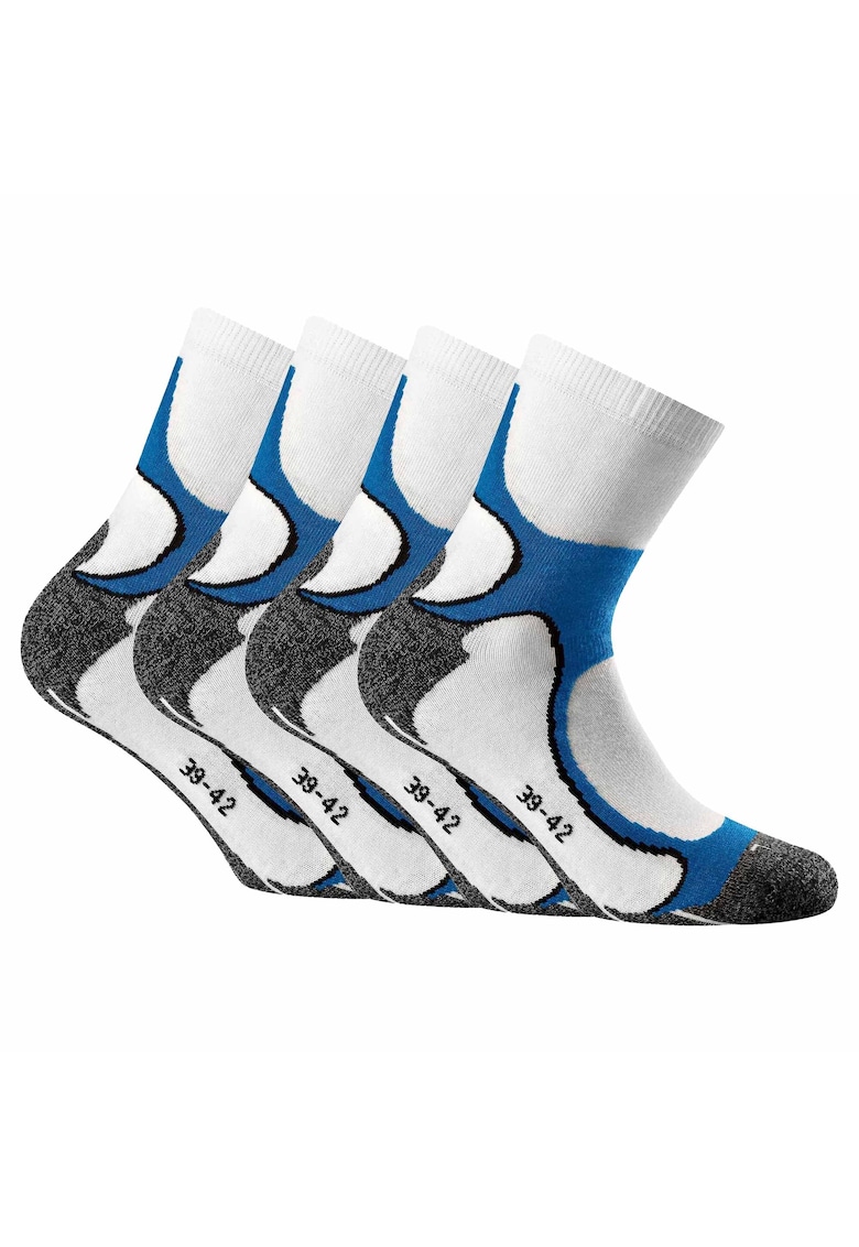 Set de sosete unisex scurte - 4 perechi - Alb/Albastru