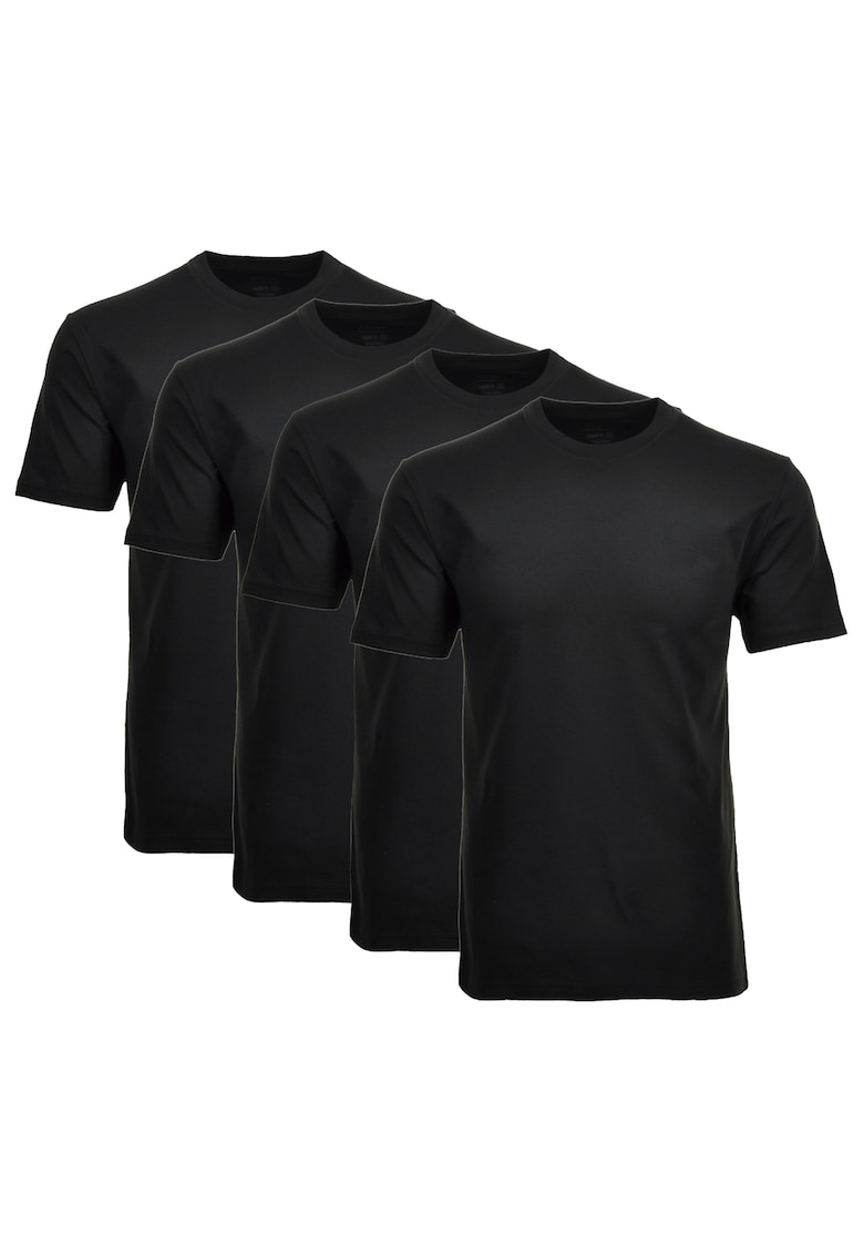 Set de tricouri de casa cu decolteu la baza gatului - 4 piese - Negru