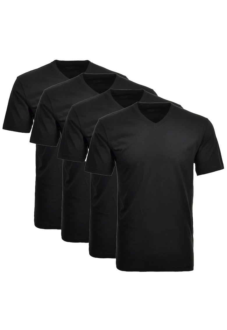 Set de tricouri de casa cu decolteu in V - 4 piese - Negru